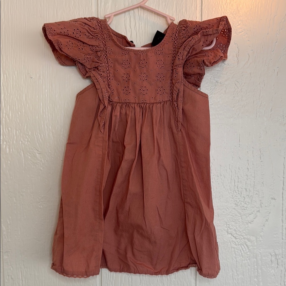 Art Class Toddler Girls' Pink Eyelet with Flutter Sleeves Dress